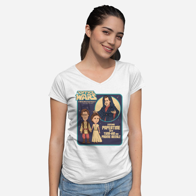 The Office Wars-Womens-V-Neck-Tee-P1yu5h