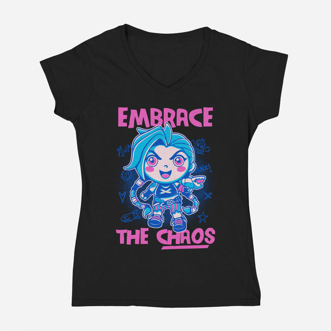 Embrace The Chaos-Womens-V-Neck-Tee-paulagarcia