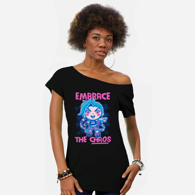 Embrace The Chaos-Womens-Off Shoulder-Tee-paulagarcia