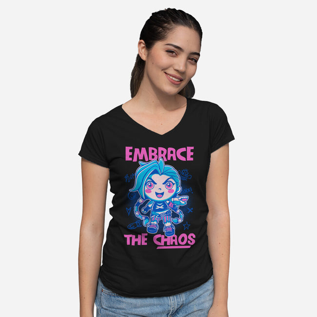 Embrace The Chaos-Womens-V-Neck-Tee-paulagarcia