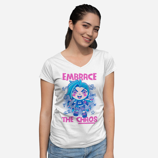 Embrace The Chaos-Womens-V-Neck-Tee-paulagarcia