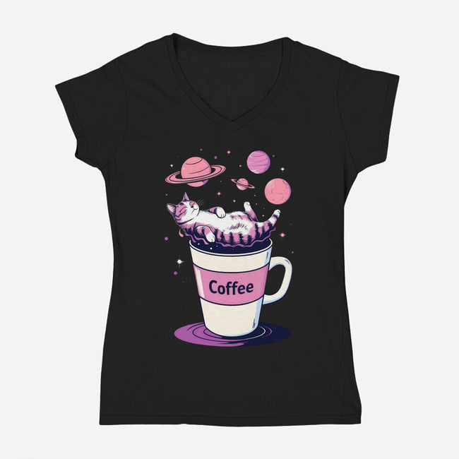 Galactic Coffee-Womens-V-Neck-Tee-Jasonza