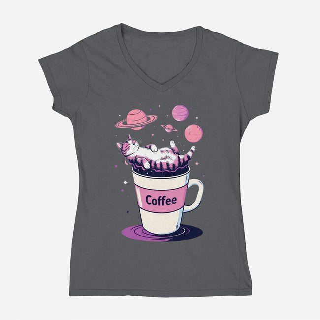 Galactic Coffee-Womens-V-Neck-Tee-Jasonza