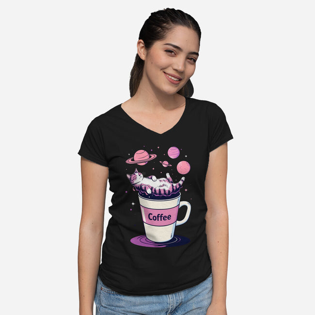 Galactic Coffee-Womens-V-Neck-Tee-Jasonza