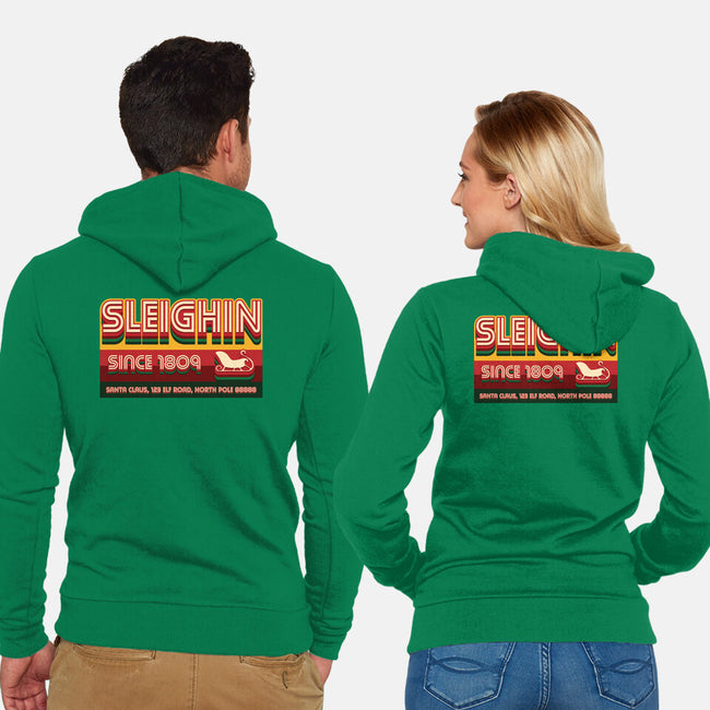 Sleighin Since 1809-Unisex-Zip-Up-Sweatshirt-Whimsical Thinker