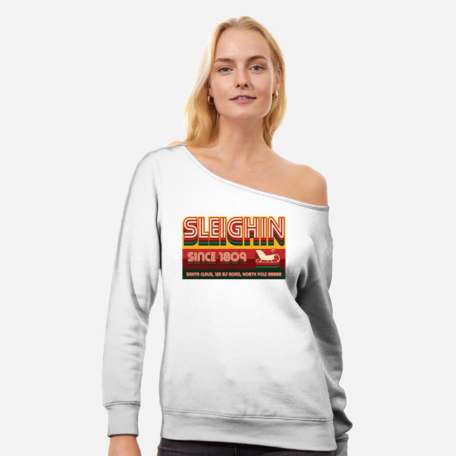 Sleighin Since 1809-Womens-Off Shoulder-Sweatshirt-Whimsical Thinker