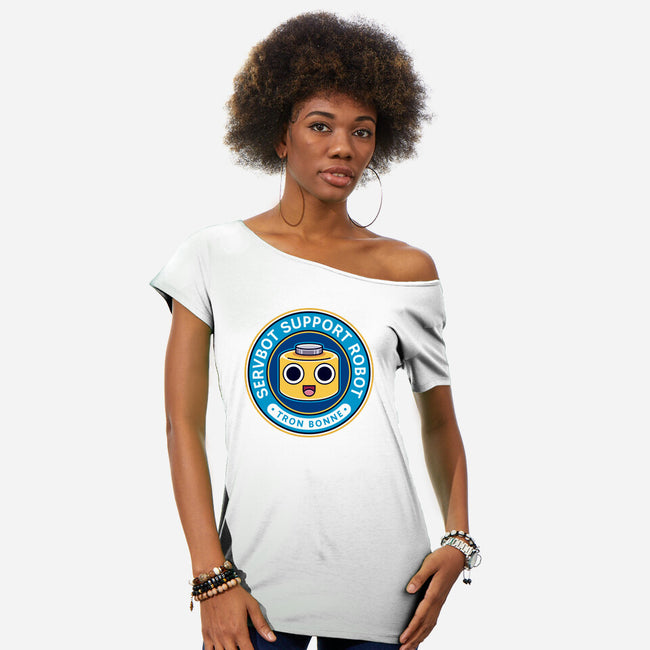 Servbot Emblem-Womens-Off Shoulder-Tee-LAGELANTEE