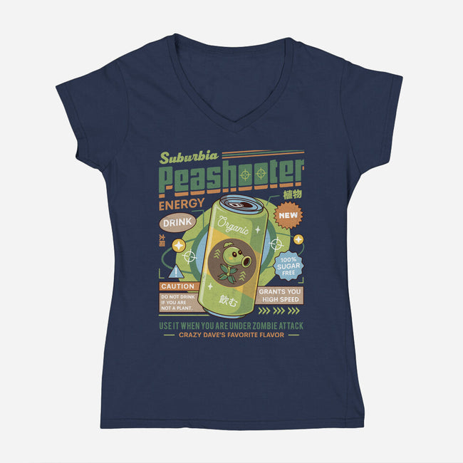 Peashooter Energy Drink-Womens-V-Neck-Tee-LAGELANTEE