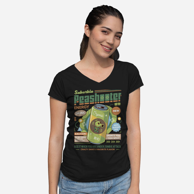 Peashooter Energy Drink-Womens-V-Neck-Tee-LAGELANTEE