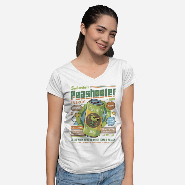 Peashooter Energy Drink-Womens-V-Neck-Tee-LAGELANTEE