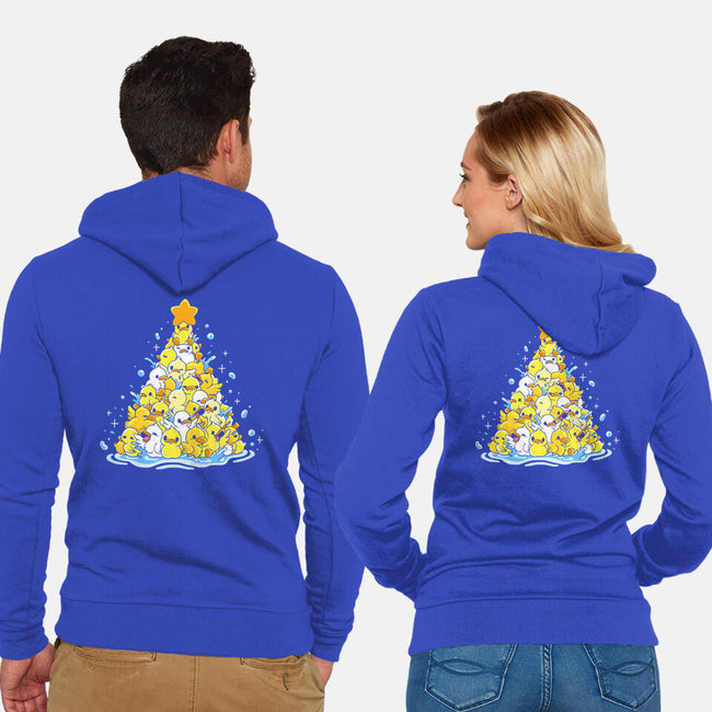 Ducks Christmas Tree-Unisex-Zip-Up-Sweatshirt-Vallina84