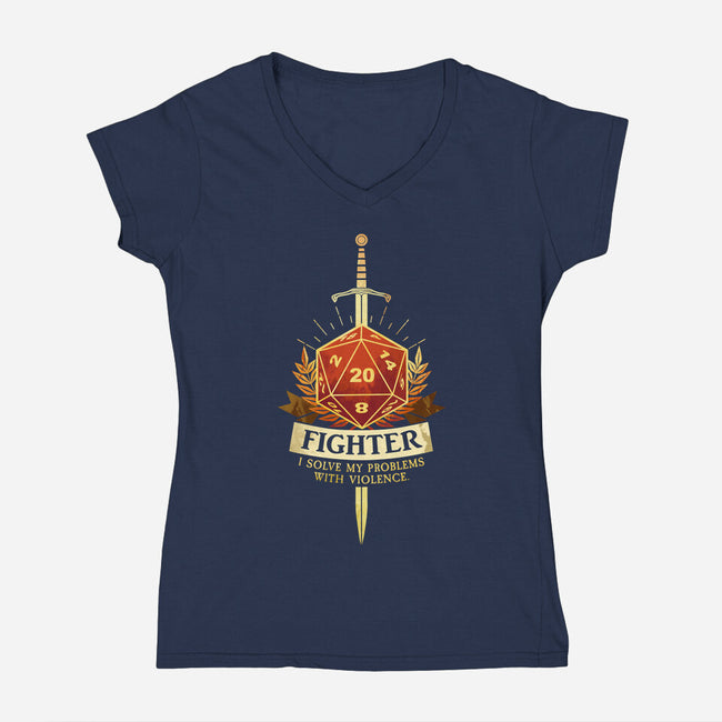 Fighter D20-Womens-V-Neck-Tee-D20 Tees