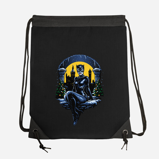 Christmas Kitty-None-Drawstring-Bag-daobiwan