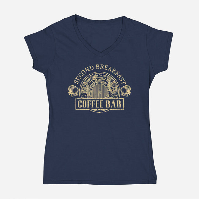 Second Breakfast Coffee Bar-Womens-V-Neck-Tee-fanfabio