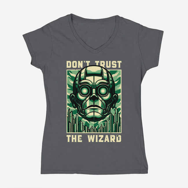 The Wizard Lies-Womens-V-Neck-Tee-Studio Mootant