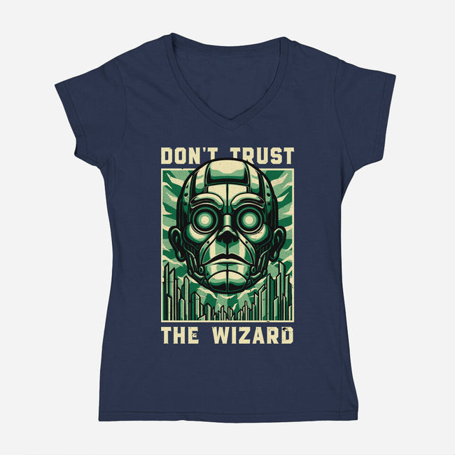 The Wizard Lies-Womens-V-Neck-Tee-Studio Mootant