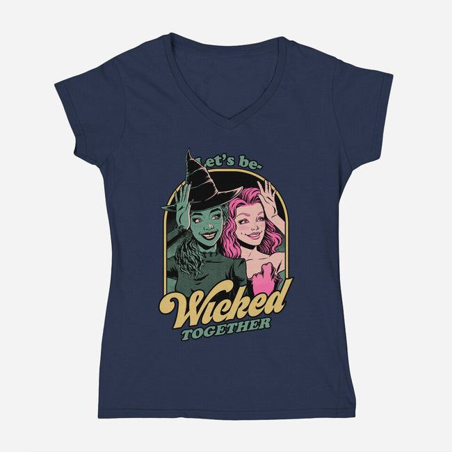 Green Pink Witches-Womens-V-Neck-Tee-Studio Mootant