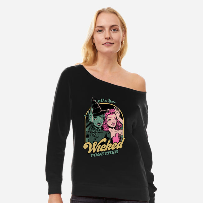 Green Pink Witches-Womens-Off Shoulder-Sweatshirt-Studio Mootant