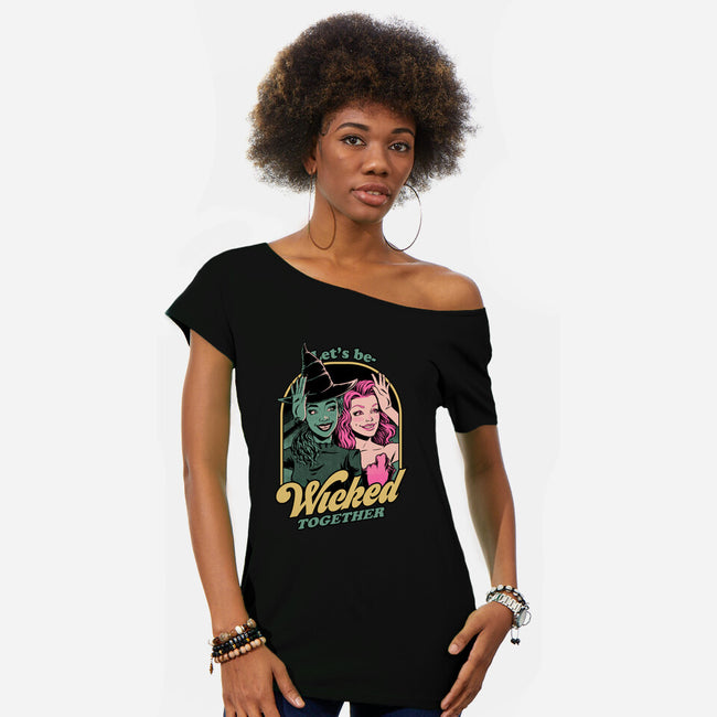 Green Pink Witches-Womens-Off Shoulder-Tee-Studio Mootant