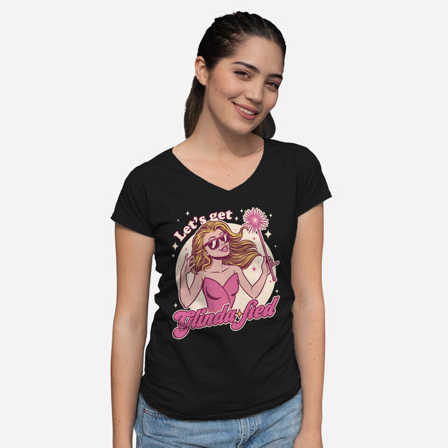 Glamour Pink Witch-Womens-V-Neck-Tee-Studio Mootant