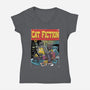 Cat Fiction-Womens-V-Neck-Tee-zascanauta