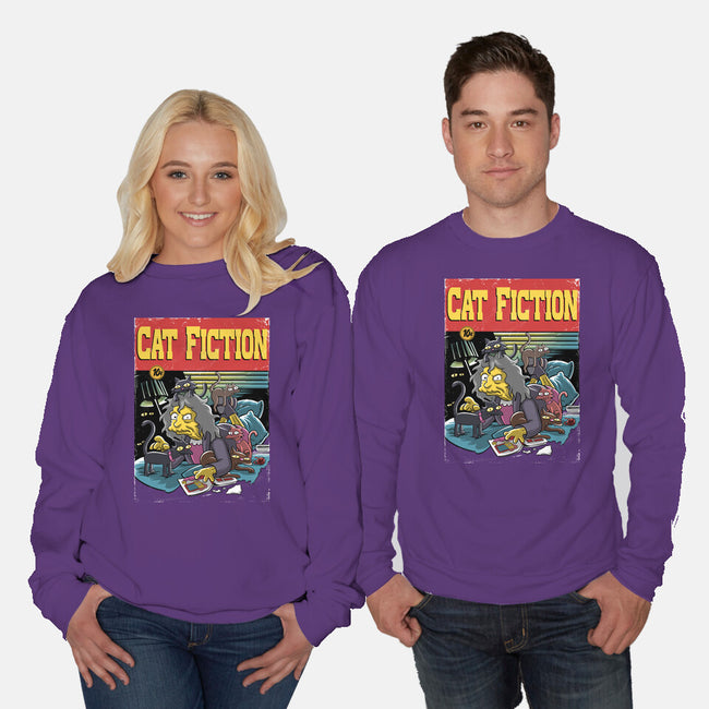 Cat Fiction-Unisex-Crew Neck-Sweatshirt-zascanauta