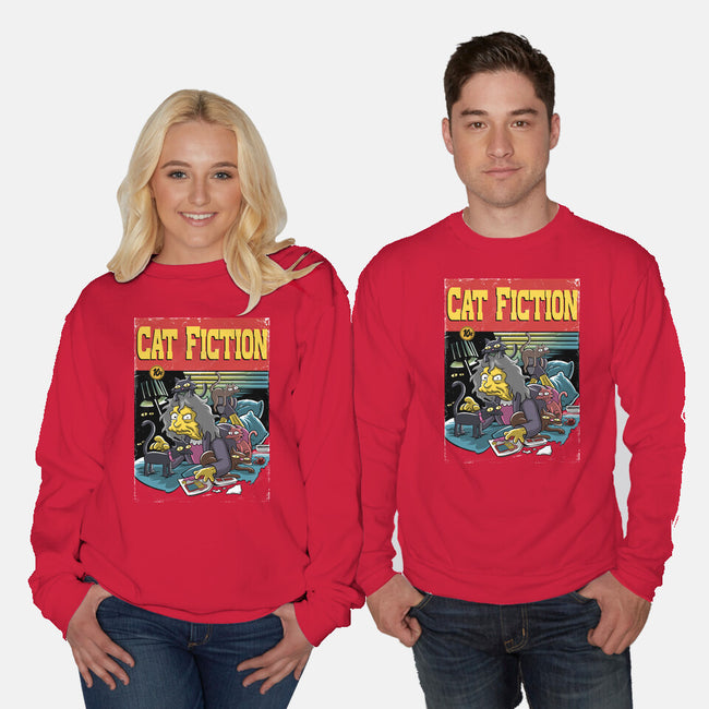 Cat Fiction-Unisex-Crew Neck-Sweatshirt-zascanauta