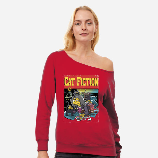 Cat Fiction-Womens-Off Shoulder-Sweatshirt-zascanauta