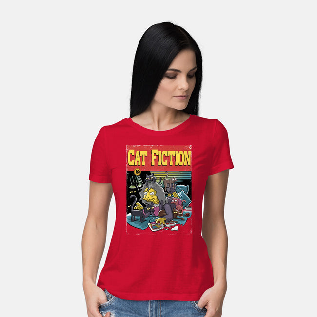 Cat Fiction-Womens-Basic-Tee-zascanauta