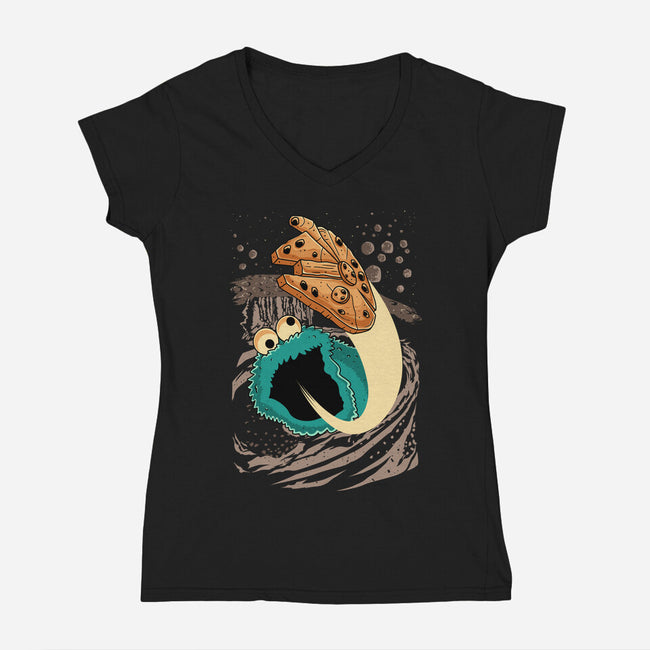 Millennium Cookie-Womens-V-Neck-Tee-retrodivision