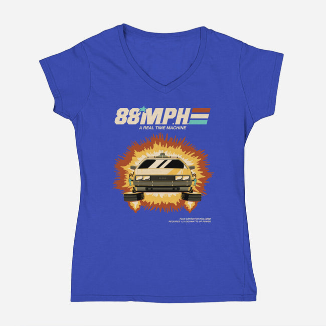 A Real Time Machine-Womens-V-Neck-Tee-retrodivision