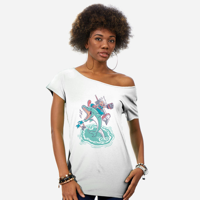 Dolphin Jump-Womens-Off Shoulder-Tee-Henrique Torres