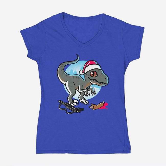 Jurassic Carnivore-Womens-V-Neck-Tee-estudiofitas