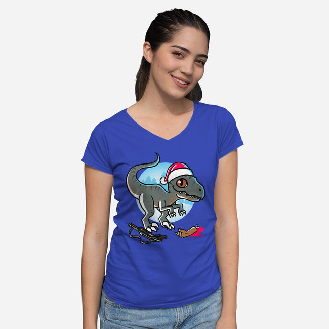 Jurassic Carnivore-Womens-V-Neck-Tee-estudiofitas