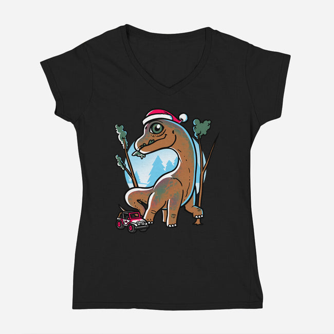 Jurassic Herbivore-Womens-V-Neck-Tee-estudiofitas