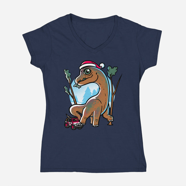 Jurassic Herbivore-Womens-V-Neck-Tee-estudiofitas