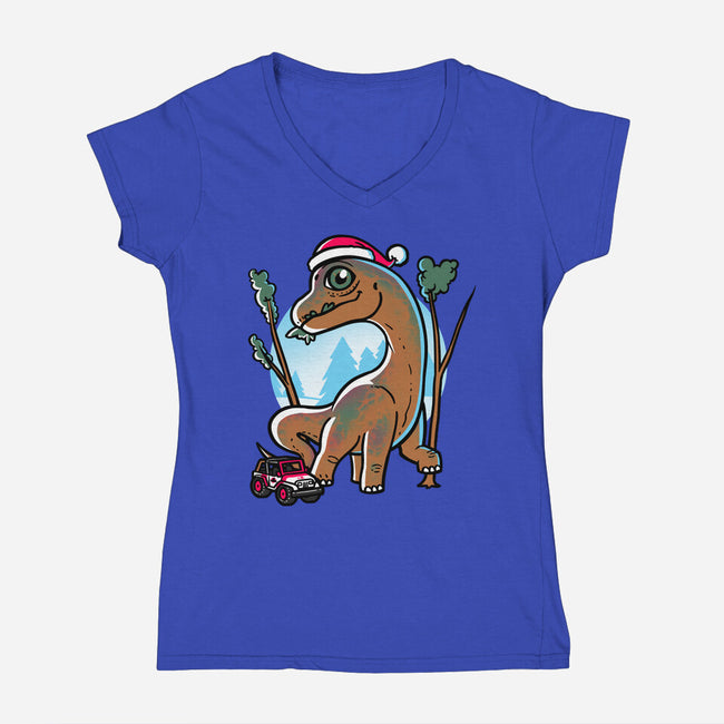 Jurassic Herbivore-Womens-V-Neck-Tee-estudiofitas