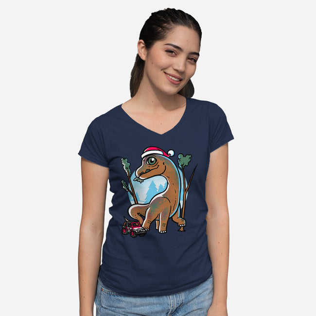 Jurassic Herbivore-Womens-V-Neck-Tee-estudiofitas