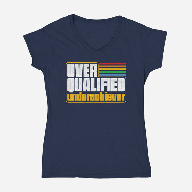 Overqualified Underachiever-Womens-V-Neck-Tee-Studio Mootant