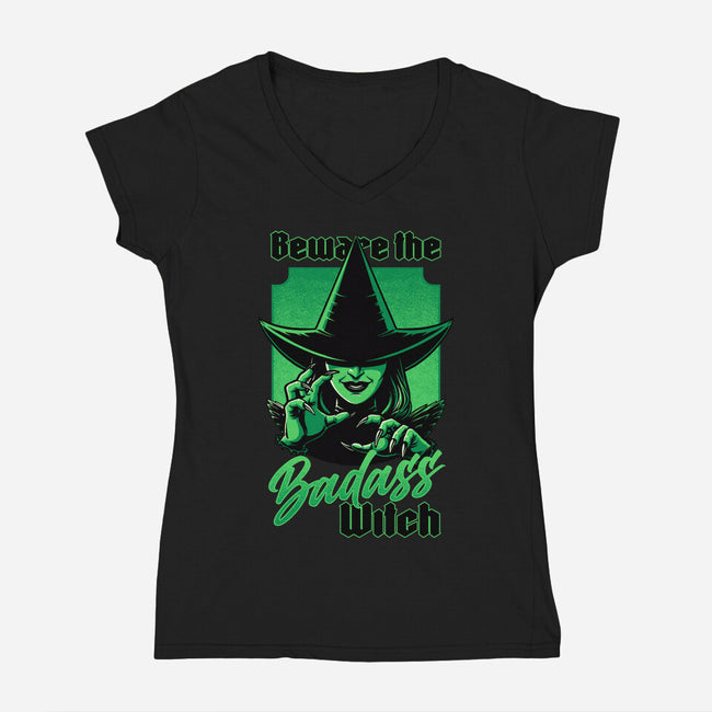 Beware Green Witch-Womens-V-Neck-Tee-Studio Mootant