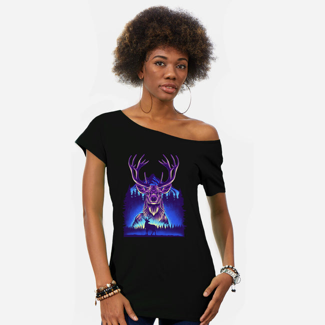 Winter Deer-Womens-Off Shoulder-Tee-rmatix