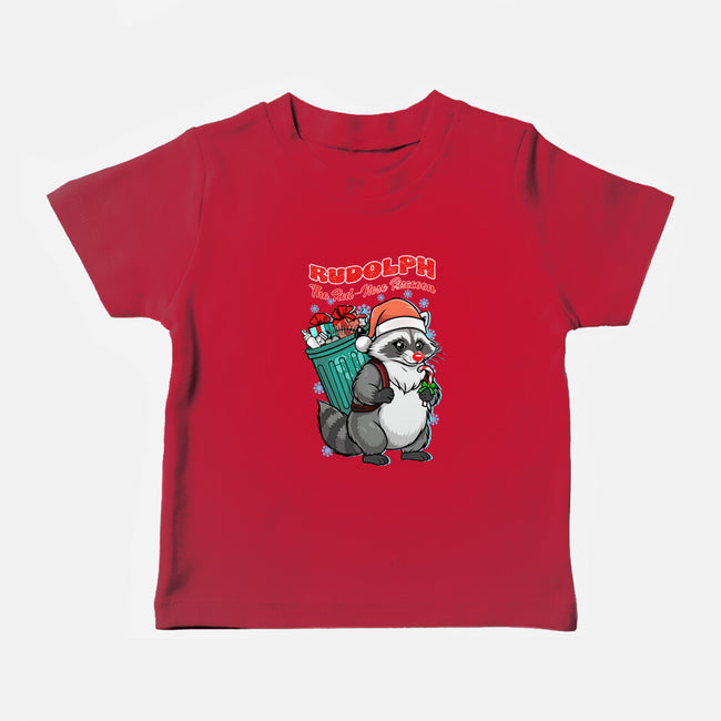 Rudolph The Red Nose Raccoon-Baby-Basic-Tee-palmstreet