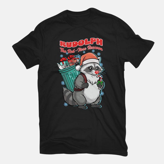 Rudolph The Red Nose Raccoon-Womens-Fitted-Tee-palmstreet