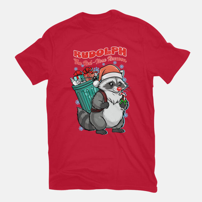 Rudolph The Red Nose Raccoon-Womens-Fitted-Tee-palmstreet