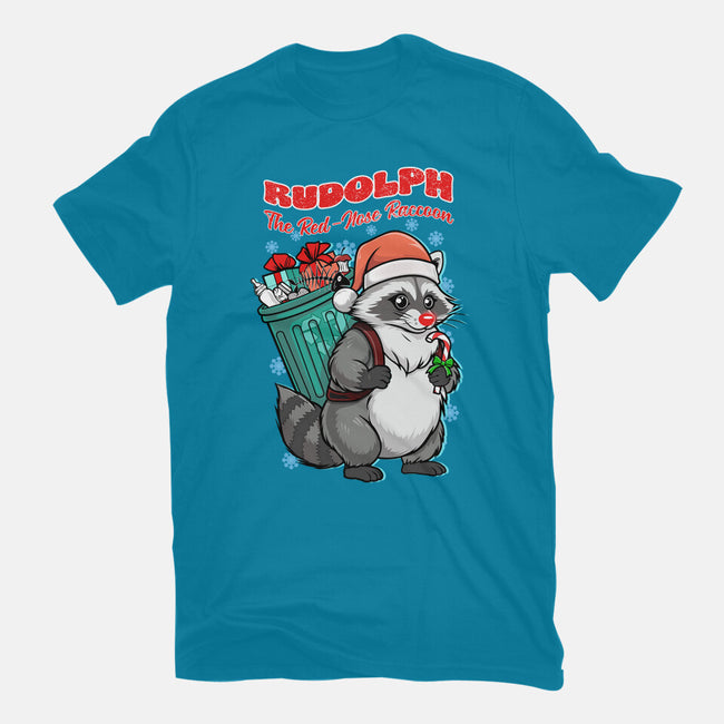 Rudolph The Red Nose Raccoon-Womens-Fitted-Tee-palmstreet