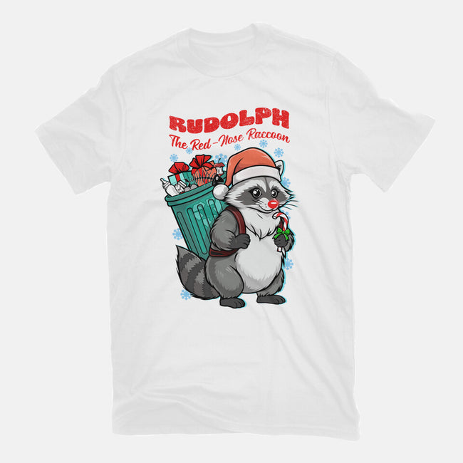 Rudolph The Red Nose Raccoon-Womens-Fitted-Tee-palmstreet