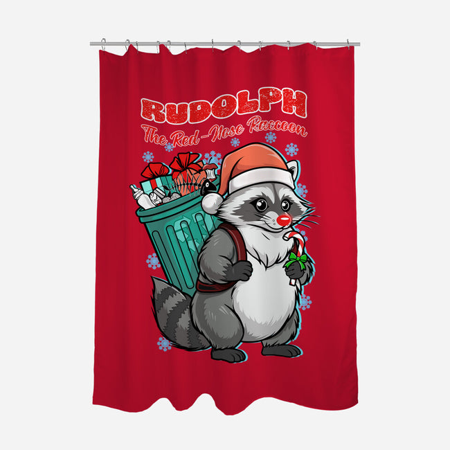 Rudolph The Red Nose Raccoon-None-Polyester-Shower Curtain-palmstreet