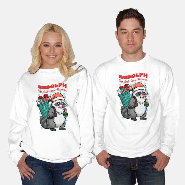 Rudolph The Red Nose Raccoon-Unisex-Crew Neck-Sweatshirt-palmstreet