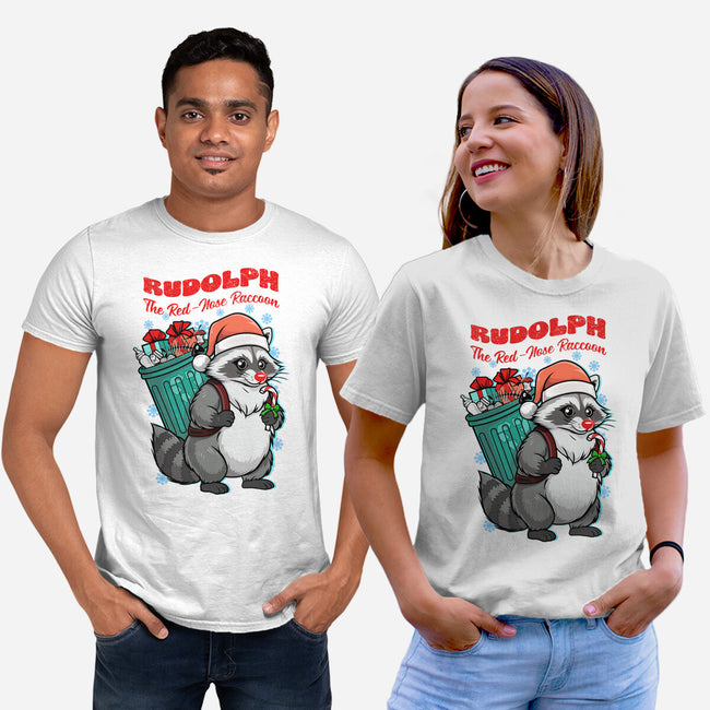 Rudolph The Red Nose Raccoon-Unisex-Basic-Tee-palmstreet