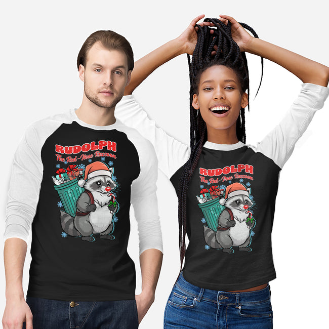 Rudolph The Red Nose Raccoon-Unisex-Baseball-Tee-palmstreet